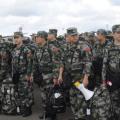 Chinese military health workers arrive at Roberts airport outside Monrovia, to help in the fight against Ebola